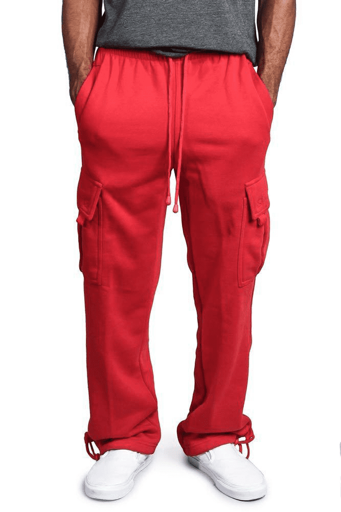 Casual Solid Colour Mid-Waist Tethered Multi-Pocket Loose Jogger Pants